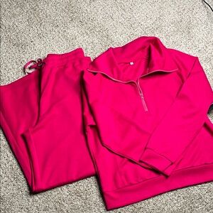 Vibrant Pink Quarter-Zip Tracksuit